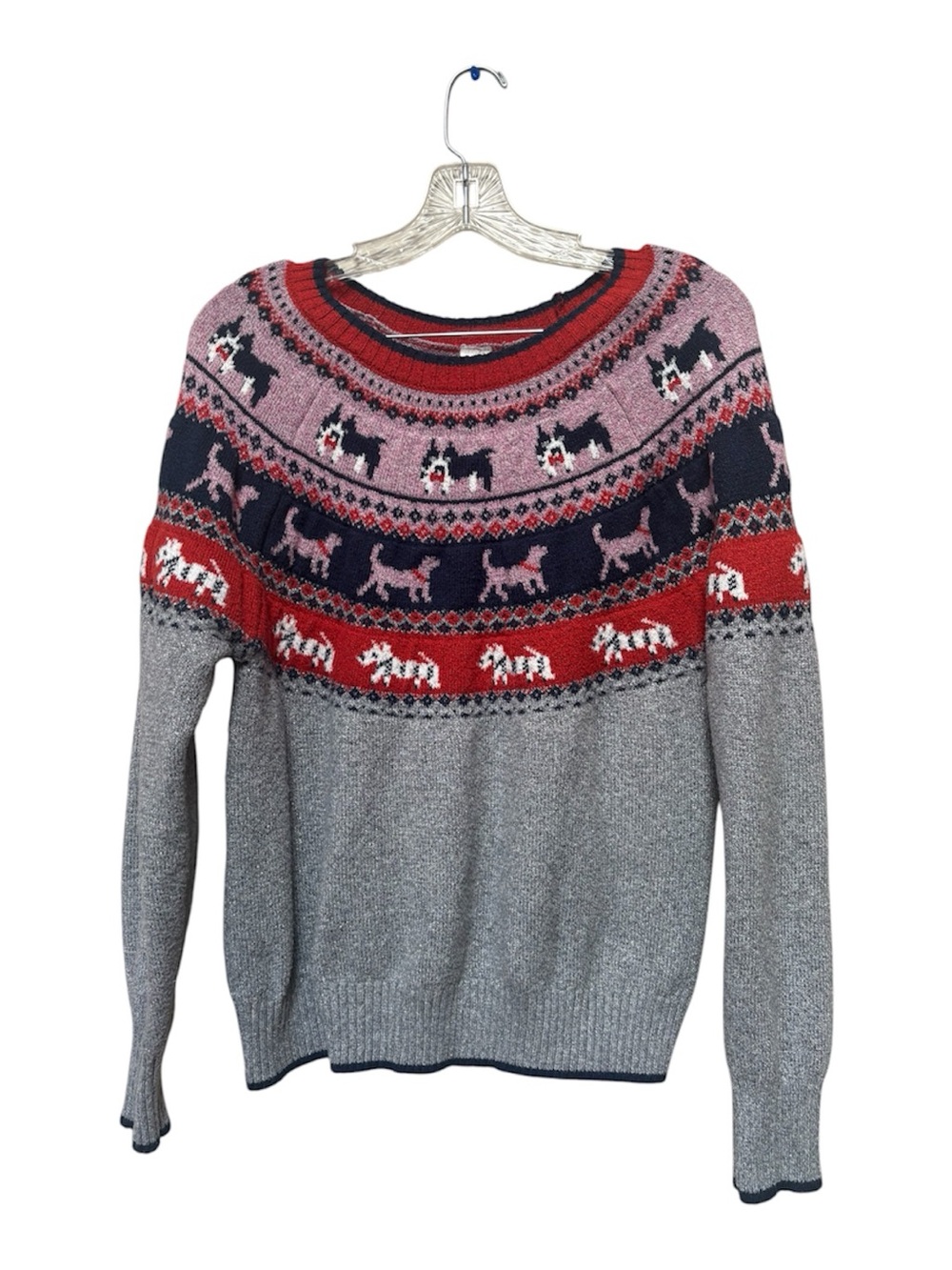 Holiday Time Dog Fair Isle Metallic Christmas Sweater L 12-14